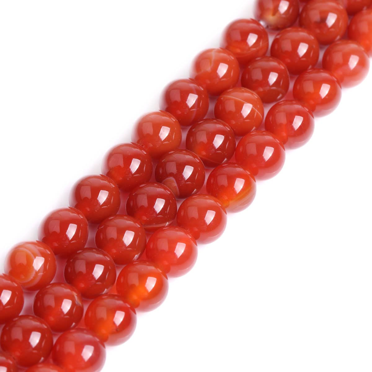 GEM-INSIDE CREATE YOUR OWN FASHION Natural Red Agate Gemstone Semi Precious Round 10mm Loose Beads for Jewellery Making DIY Bracelet Necklace Crafts 15''