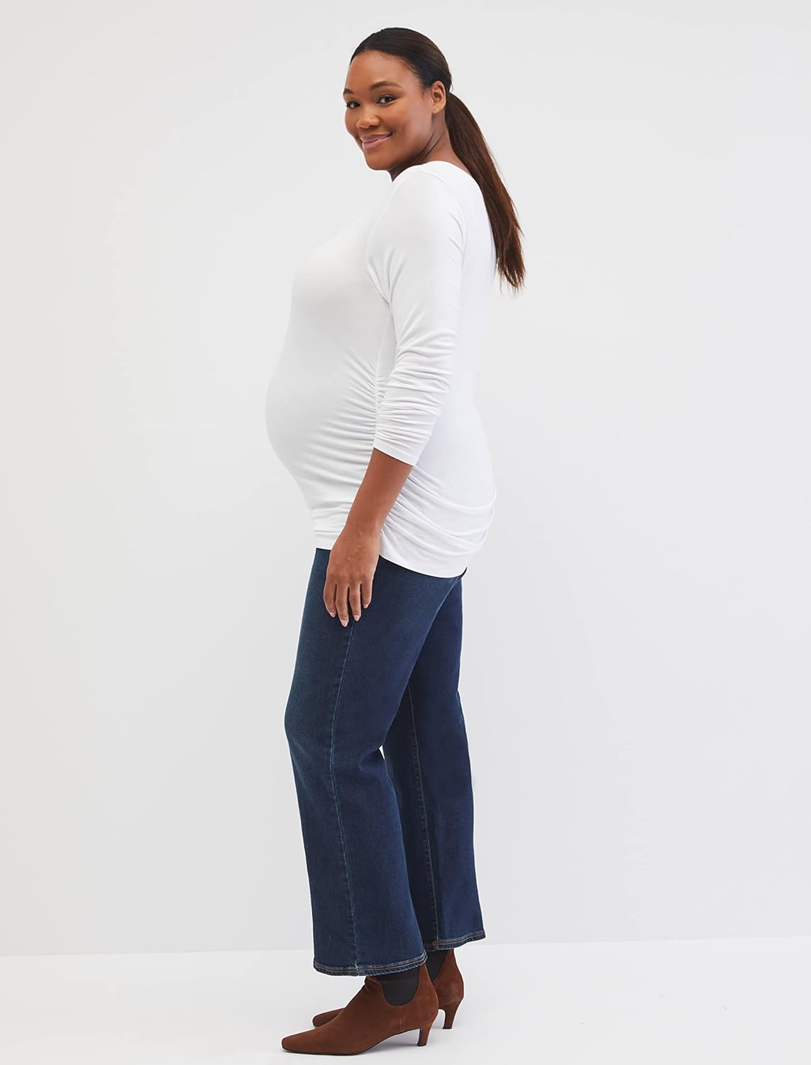 Motherhood Maternity Womens Indigo Blue Stretch Secret Fit Belly Boot Cut JeanJeans - Image 4