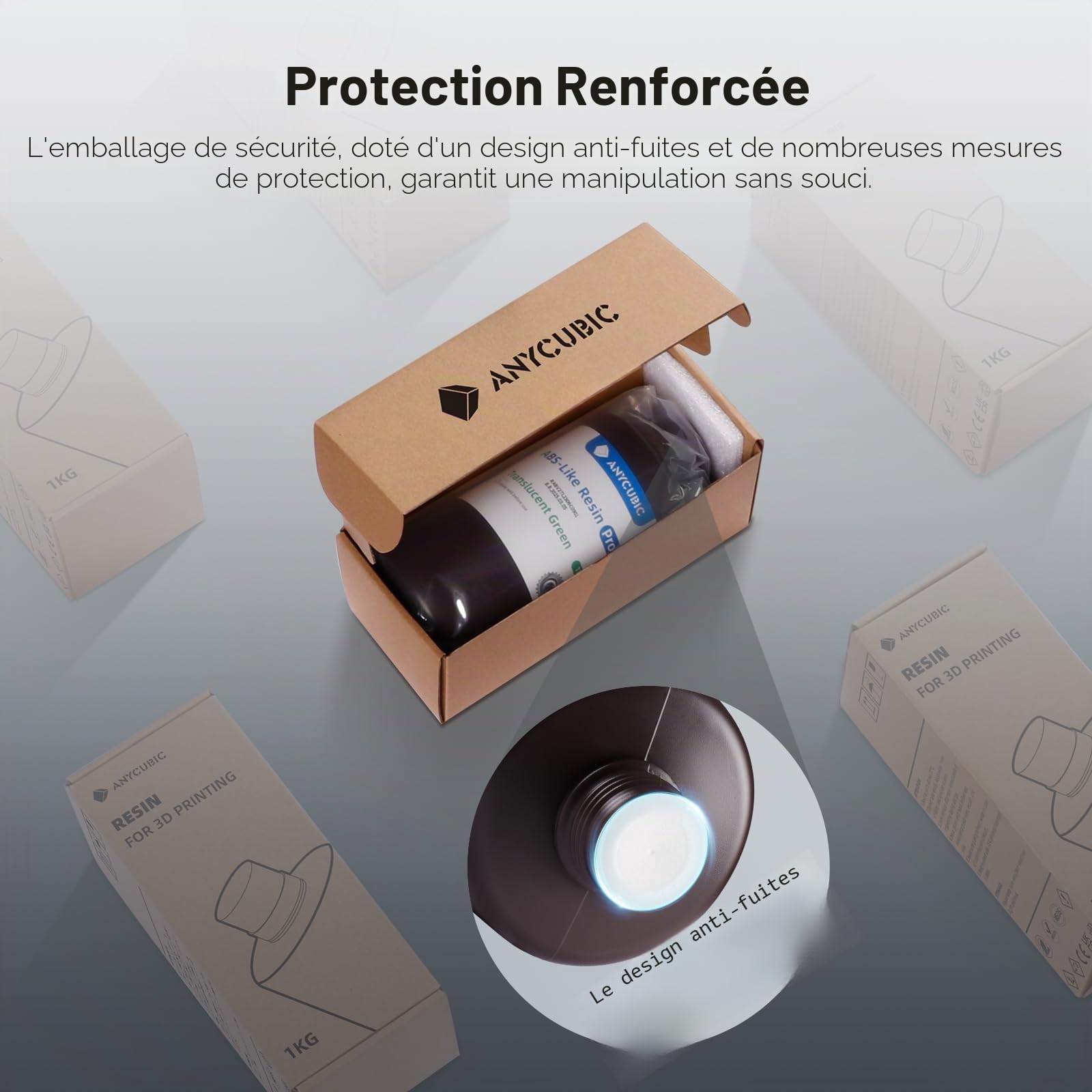 ANYCUBIC ABS-Like Résine Pro 2, Résine pour Imprimante 3D à Haute Résistance et Ténacité, Haute Précision, Résine Durcissant aux UV 405 nm pour Imprimantes 3D MSLA/LCD/DLP, HD Gris 1000g