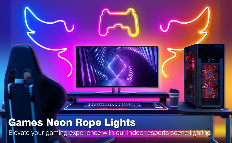 Image of 5 Meter Smart RGB Neon LED Strip Lights with App & Remote | Music Sync Rope Light for Room, Gaming, Party, Diwali & Home Decoration USB Powered