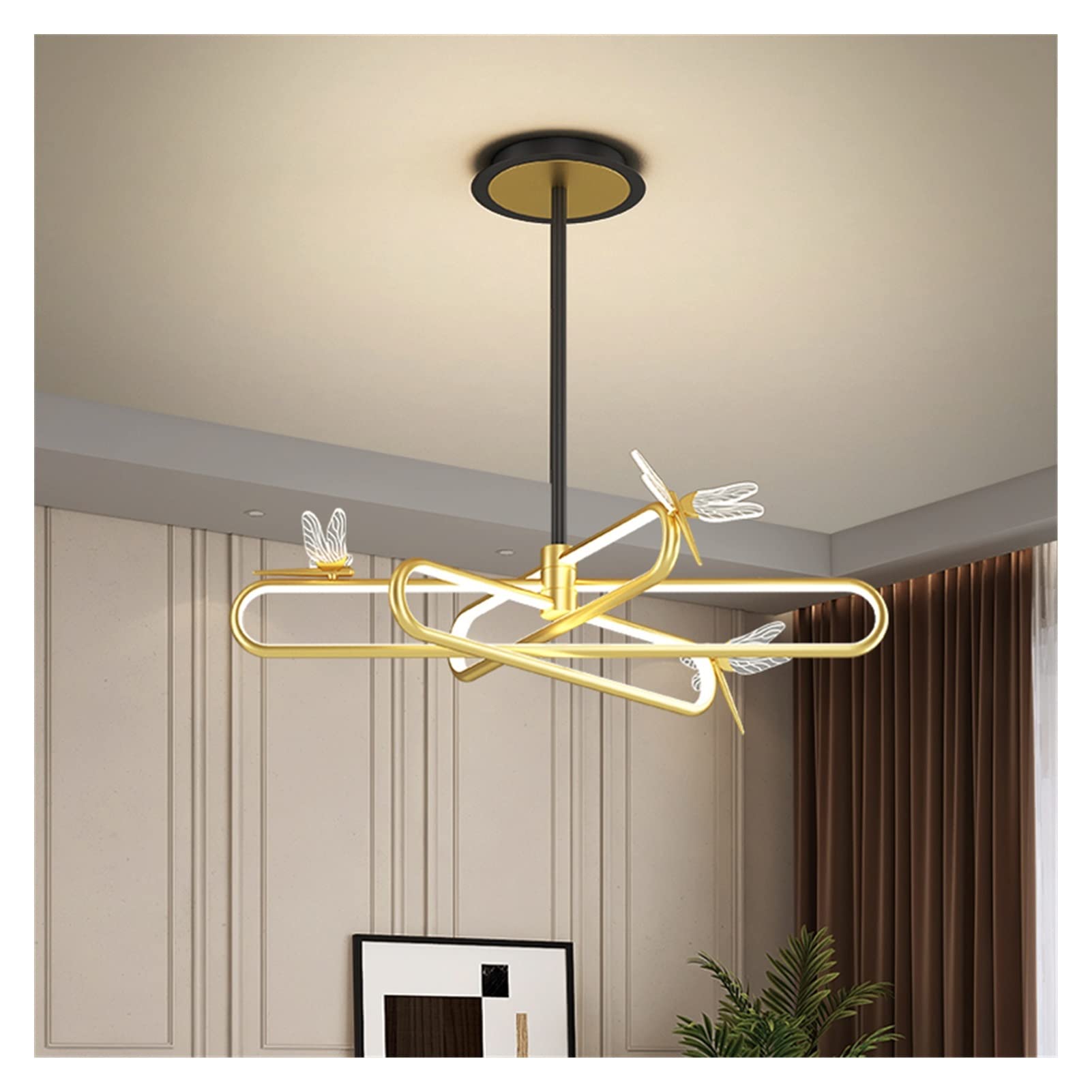 Chandelier, Indoor Modern Luxury Chandelier, LED Dragonfly Pendant Light, Dimmable Ceiling Light for Living Room, Dining Room, Bedroom, Bar Light