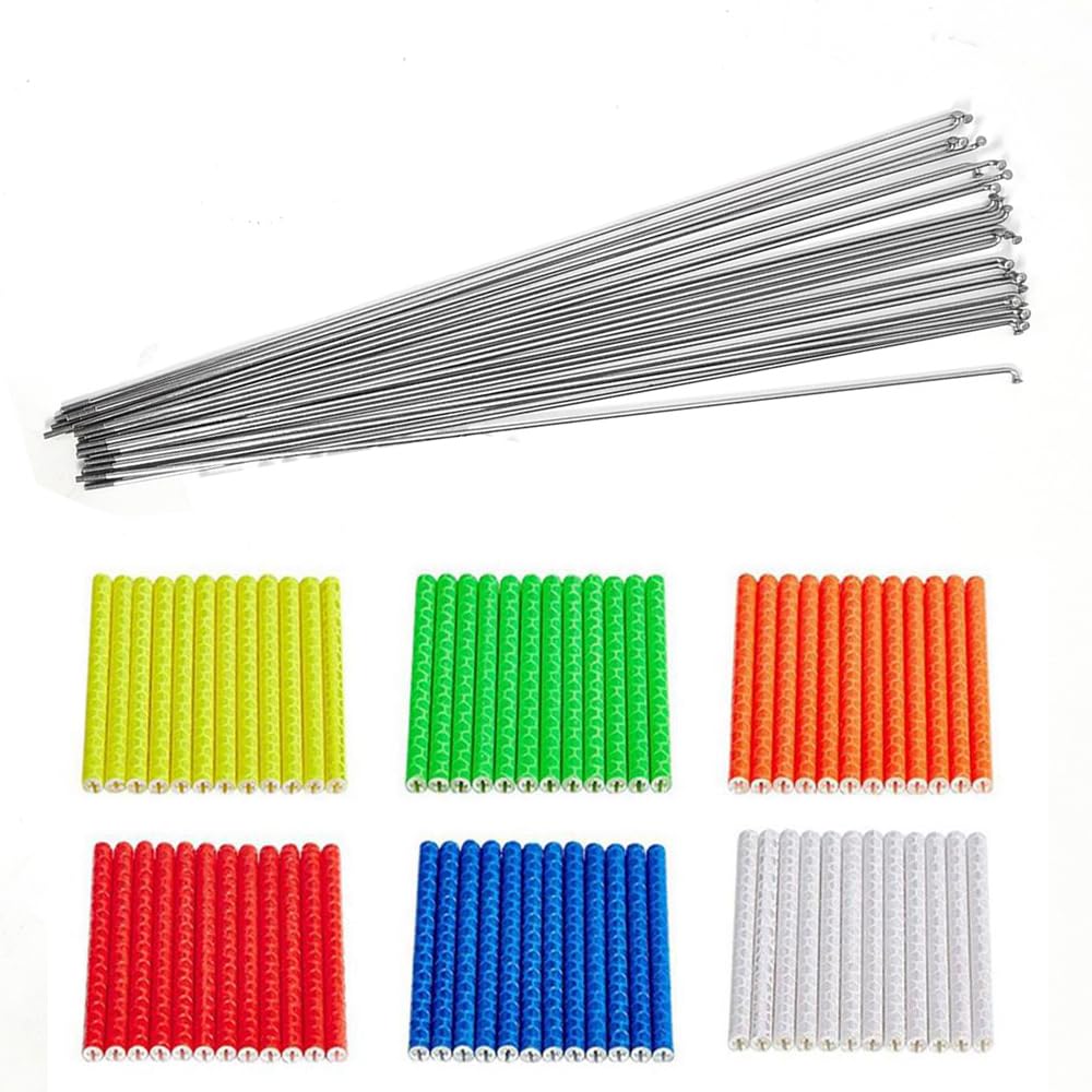 ZOCKZ 48Pcs Bicycle Spokes, 14G J Bend Steel Mountain Bike Spokes 72-310mm Cycling Spokes with Nipples and Bicycle Spoke Reflectors for MTB Road Bike Racing Bike Folding Bike