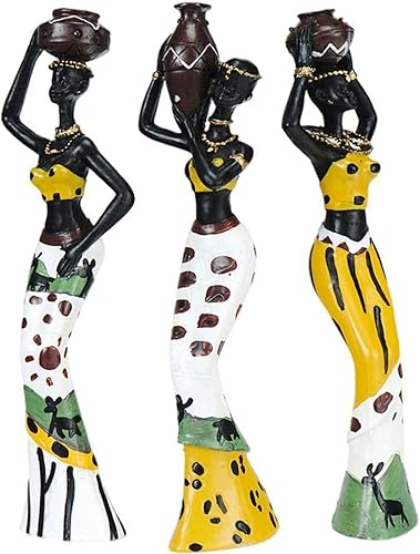 3 piezas de figura africana para mujer, estatuas tribales de resina, adornos para decoración del hogar, hotel, sala de estar