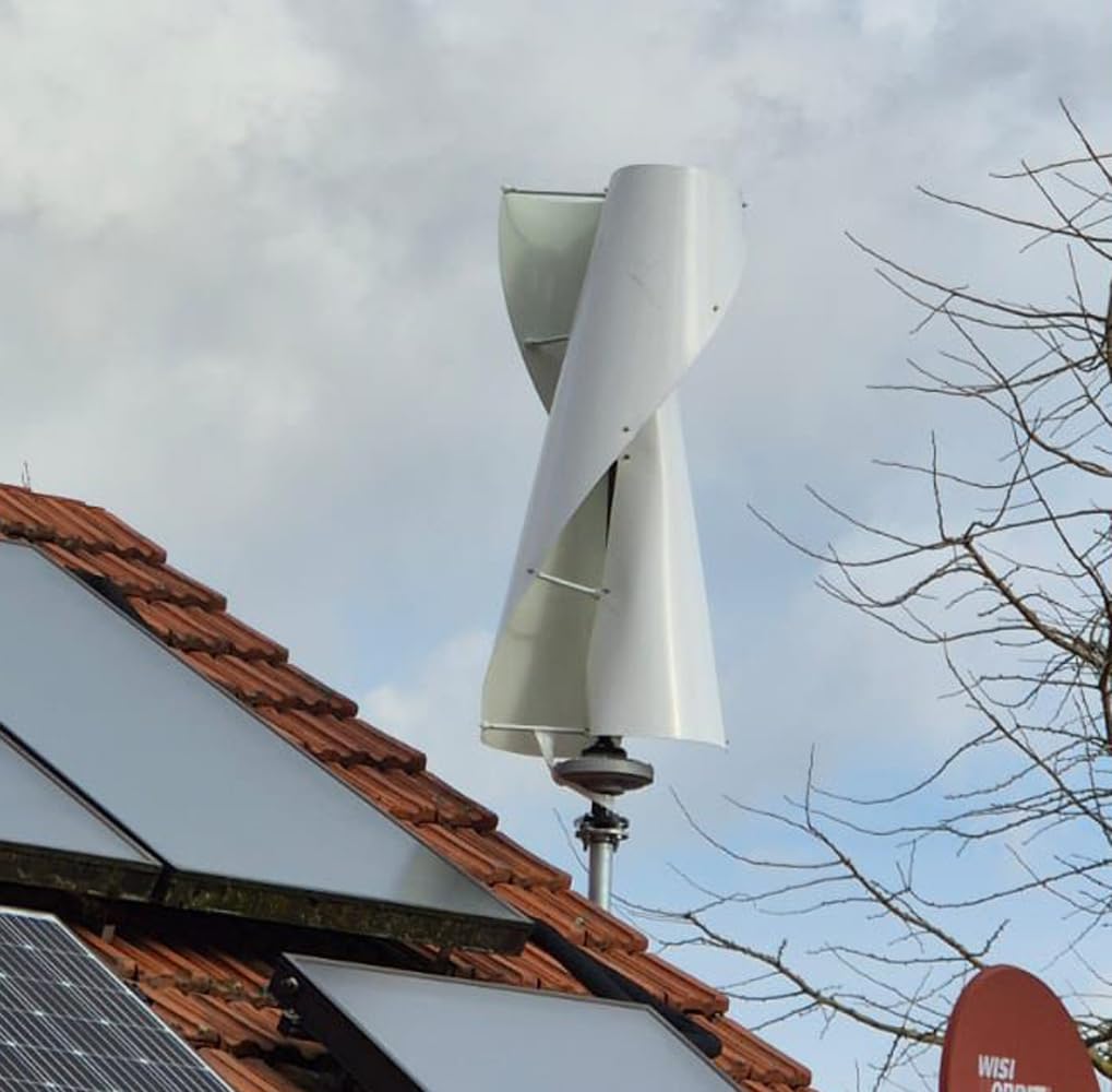 2000W Vertikale Windkraftanlagen Komplettanlage mit Netzgekoppelter Wechselrichter Netzkopplung Windturbinen VAWT Windgenerator 48V auf Einphasig 220/230VAC 50Hz ins Hausnetz
