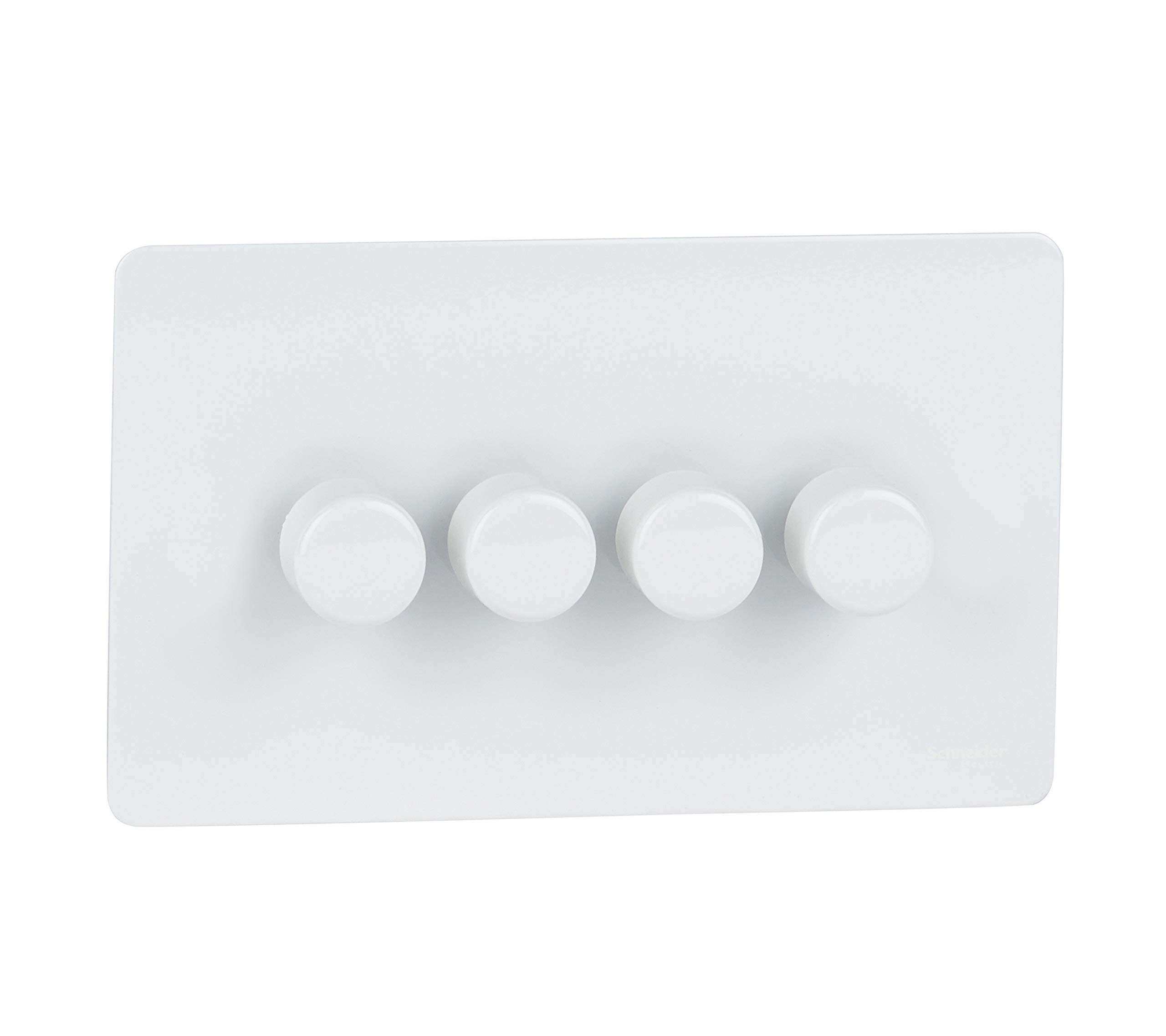 Schneider Electric GU6442CPW - Interruttore dimmer senza viti, 250 W/VA, 4 uscite, 2 vie, principale e LV, bianco