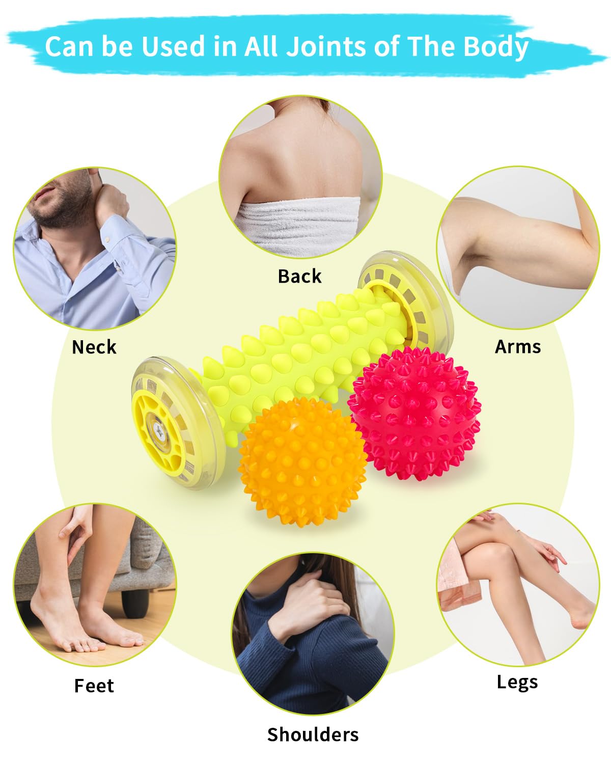 Rullo per Massaggio ai Piedi Set da 3 pezzi, Rullo Massaggio Piedi e Palline da Massaggio per Fascite Plantare & Recupero Muscolare, Rilascio Miofasciale, Terapia dei Trigger Point