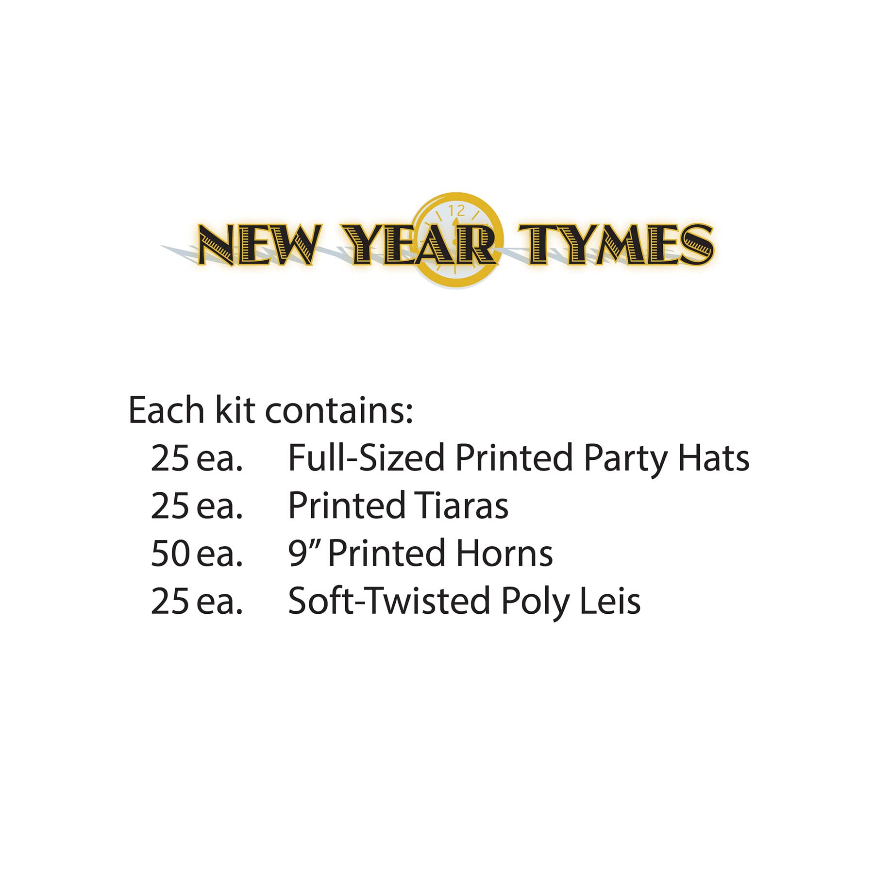 Beistle New Year Tymes Party Sortiment für 50 Personen, Schwarz/Gold/Silber/Weiß