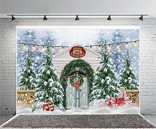 Haosphoto Winter Wonderland Backdrop for Photography 7X5FT Merry Christmas Backdrops Heavy Snow Pine Tree Forest Gifts Farmhouse Xmas Background for Happy New Year Photo Studio Props Vinyl HS1054 - Image 2
