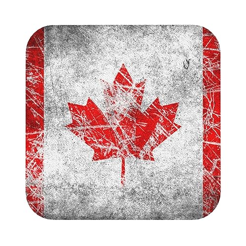 Lot de 6 sous-Verres en Cuir imprimé Drapeau du Canada rétro, sous-Verres pour café, thé, Boissons Chaudes, Quatre Formes au Choix