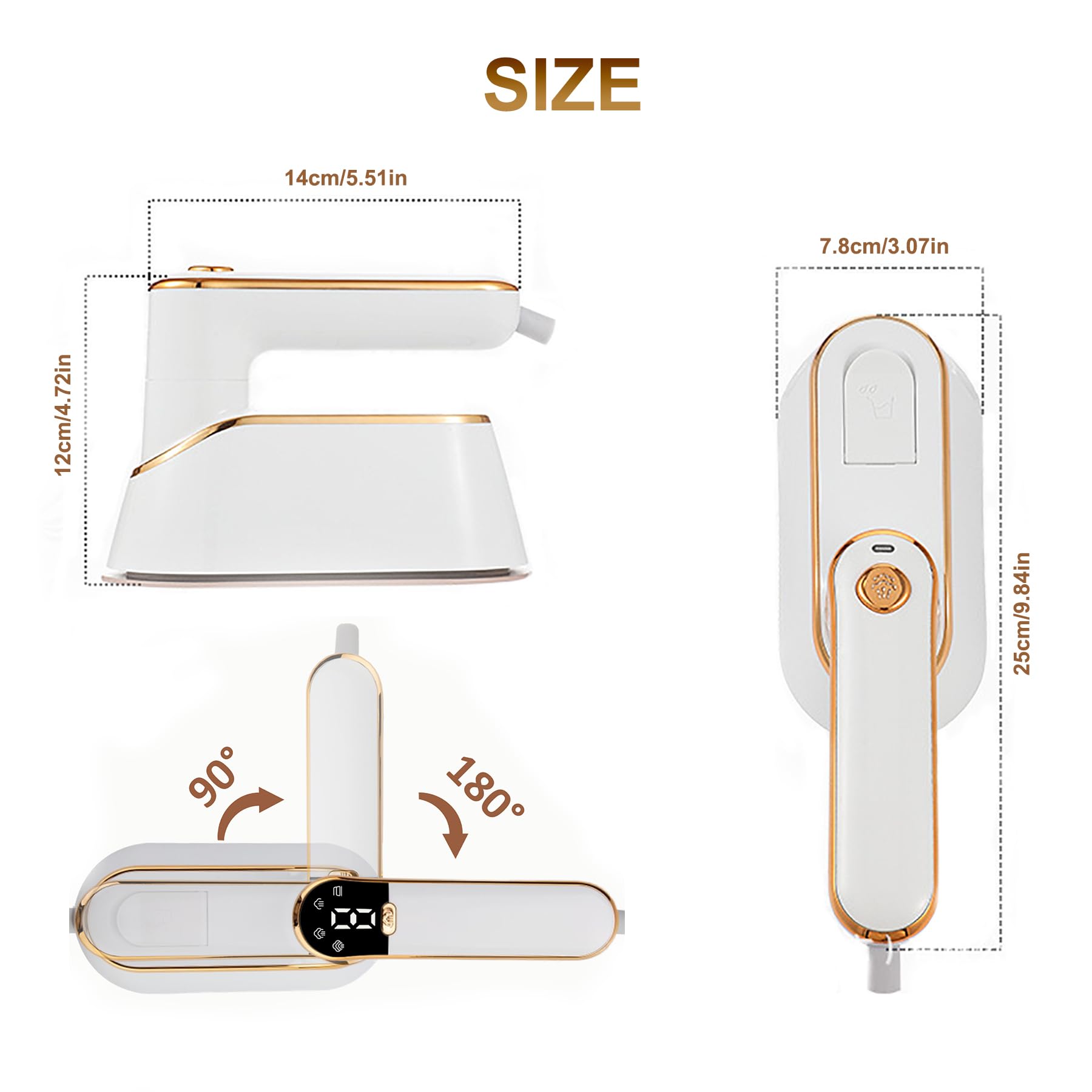 Vaporizador portátil - Plancha de Viaje - Vaporizador de ropa manual plegable con rotación de 180° - Calentamiento rápido en 10 segundos