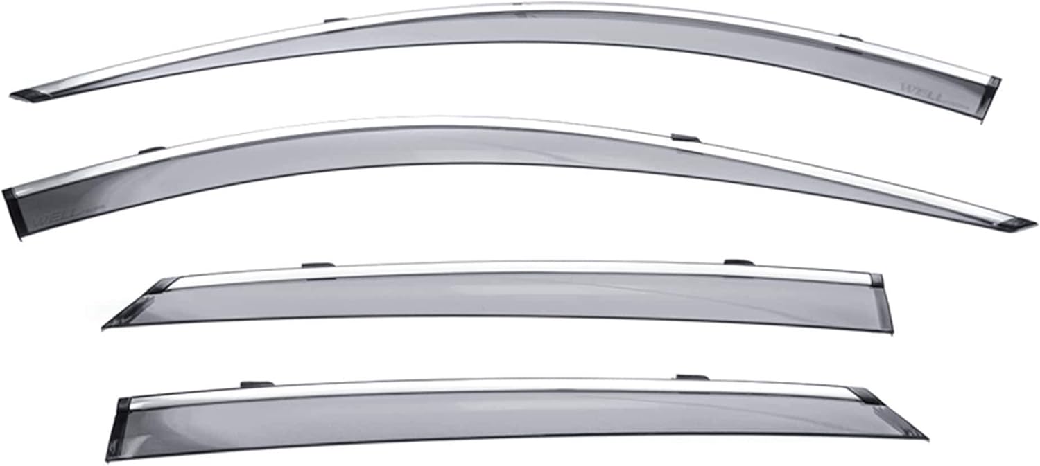 WellVisors Window Visors Wind Deflectors Compatible with Buick Envision 2021-2024 Chrome Trim Rain Guards 3-847BU013