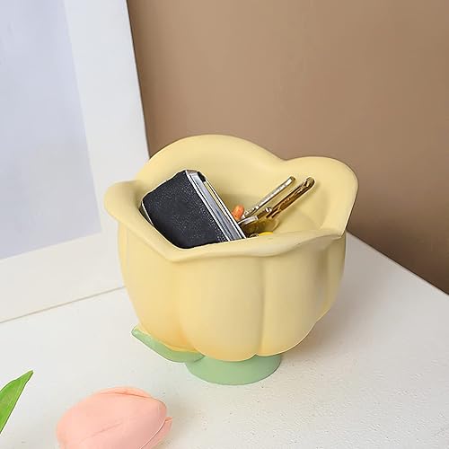 Miniatura 10 de Cuenco para llaves para entrada, bandeja organizadora de joyas, divertido cuenco decorativo para llaves, cartera, dulces, tulipanes rosa