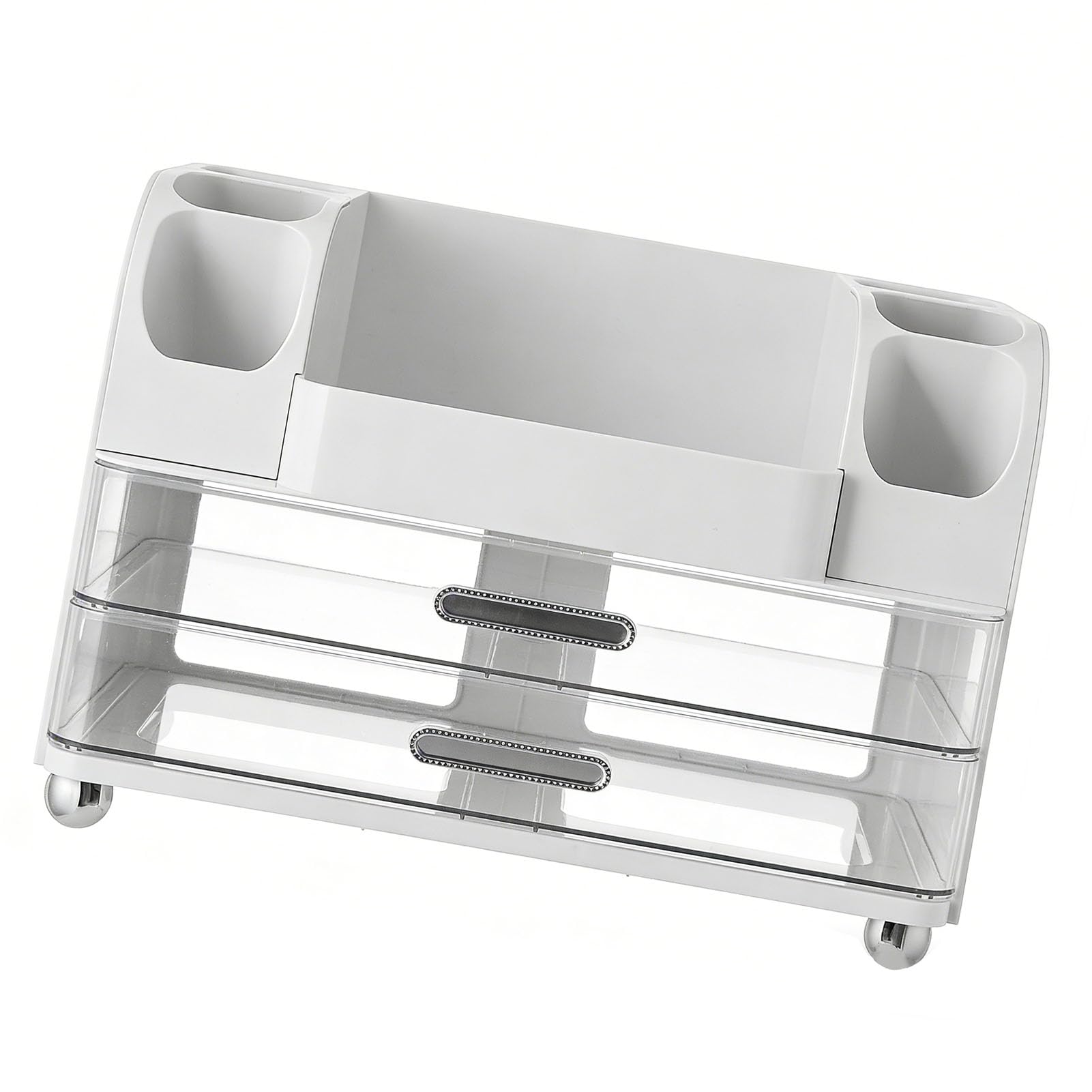 TOPINCN Organizador de Maquillaje con Cajones, Estante de Tocador de Almacenamiento de Cosméticos de Gran Capacidad para Cuidado de la Piel y Lápices Labiales, Material ABS PET (WHITE)