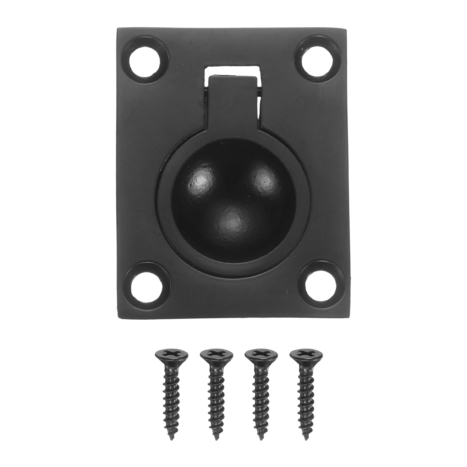 sourcing map Flush Ring Pull, 1.97 x 1.57 Inch 304 Stainless Steel Lifting Ring Pull Handle Square Recessed Door Pulls with Screws for Cupboard Drawer Boat, Black