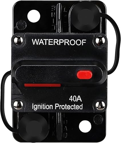 Disyuntor impermeable de 40 amperios, portafusibles, disyuntor de audio, con reinicio manual, 12V-48V CC, 30A-300A, para sistema de audio de barco