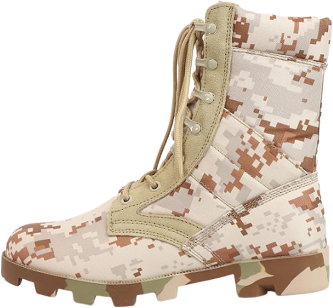 Yytcsjz Camouflage Men's Combat Boots, Camouflage Hunting Boots, Waterproof Military Combat Tactical, Suitable for Camping, Hiking, Fighting, Work, Patrol, Training, Mountaineering