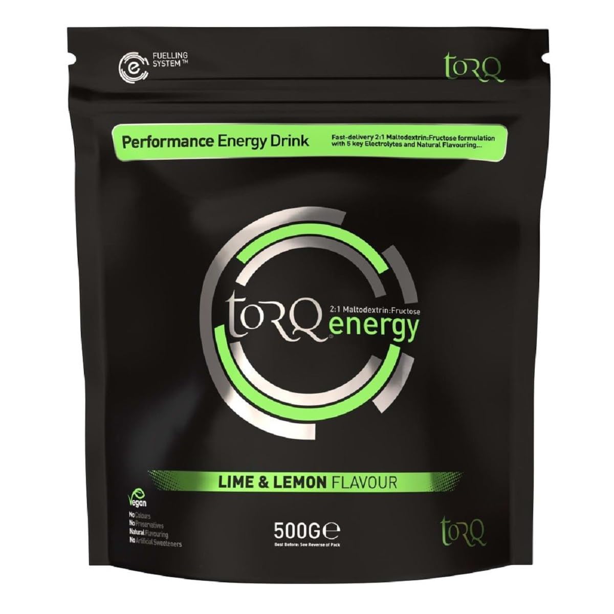 Flavoured Electrolyte Powder - Natural Lemon & Lime Isotonic Hydration Powder with Electrolytes Drink | Fast Delivery Energy Drink with High Carbohydrates and Sodium | 15 Single Servings | TORQ