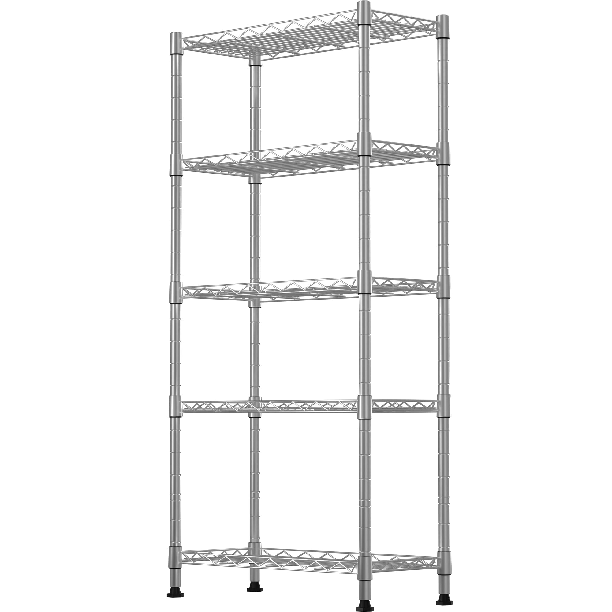 giotorent 5-wire garage shelving storage shelves, kitchen storage adjustable shelf, metal shelves 500lbs capacity 21" l x 11.8" w x 53.8" h for laundry bathroom pantry closet, silver