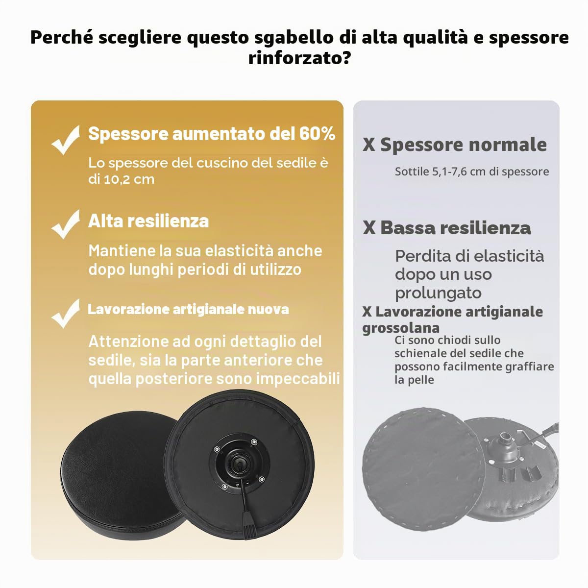 Antlu Sgabello regolabile con rotelle per lavoro cucina salone, ergonomico sgabello girevole (nero)