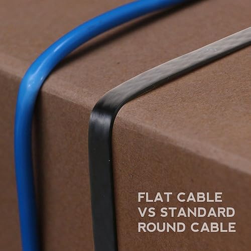 Miniatura 4 de Buhbo Cable de red Ethernet plano Cat6 de 2 pies RJ45 (paquete de 5), color negro