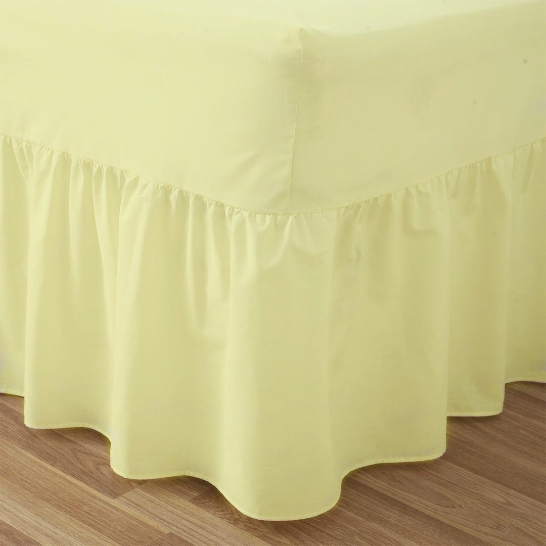Polycotton Plain Fitted Valance Sheet - Single, Lemon