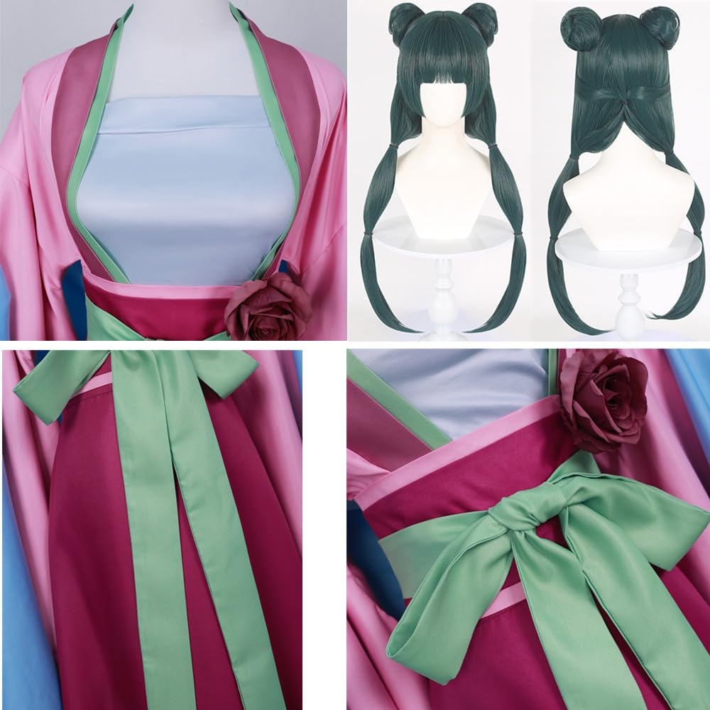 Disfraz de anime Maomao para mujer, falda kimono para fiesta, talla S (rosa, talla S)