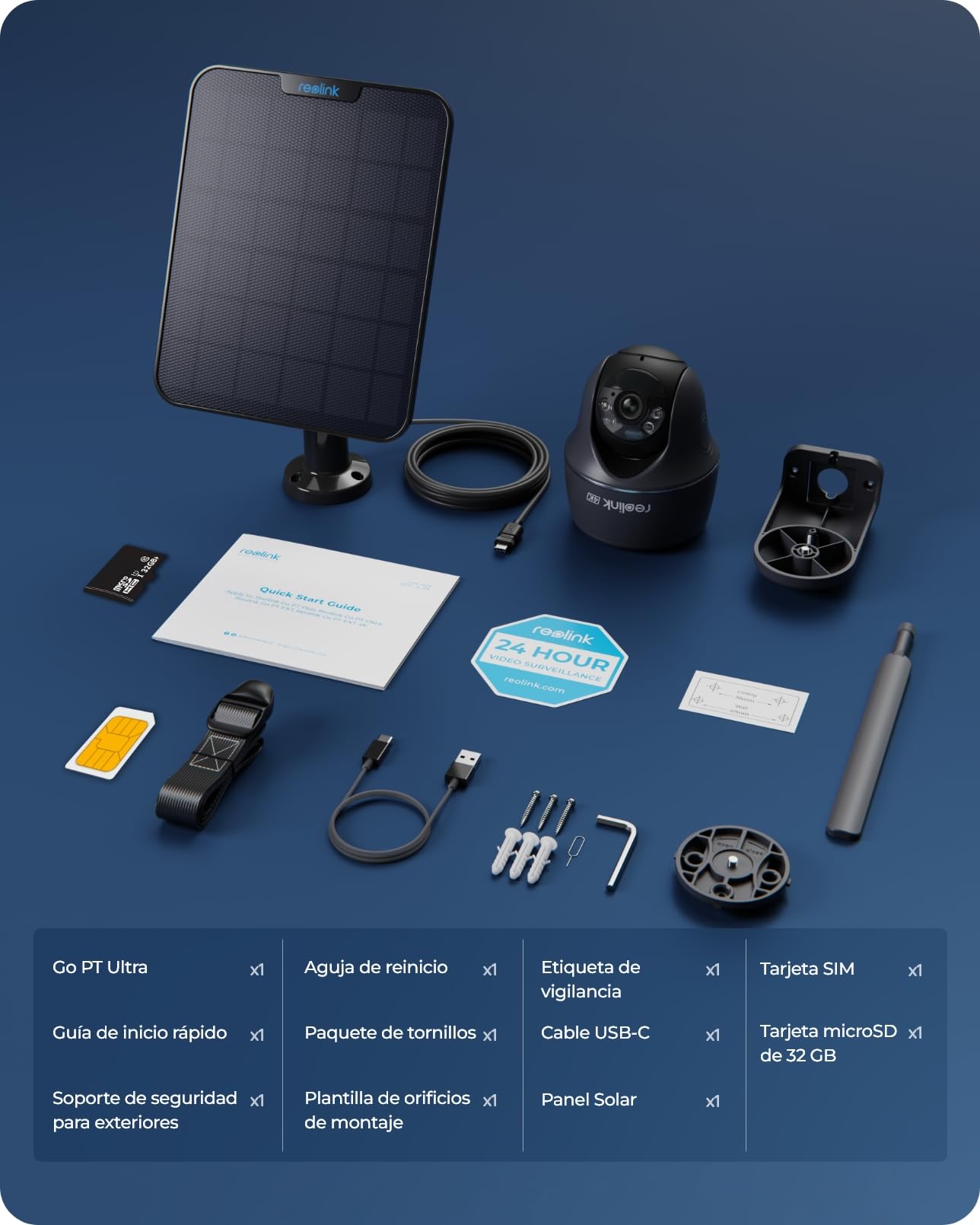 Reolink 4K 4G LTE Überwachungskamera Aussen mit SIM Karte Ohne WLAN, 355°&140° PTZ Solar Kamera Outdoor mit 8MP Farbnachtsicht, 32GB microSD-Karte, Go PT Ultra (Grau) +Solarpanel (Generalüberholt)