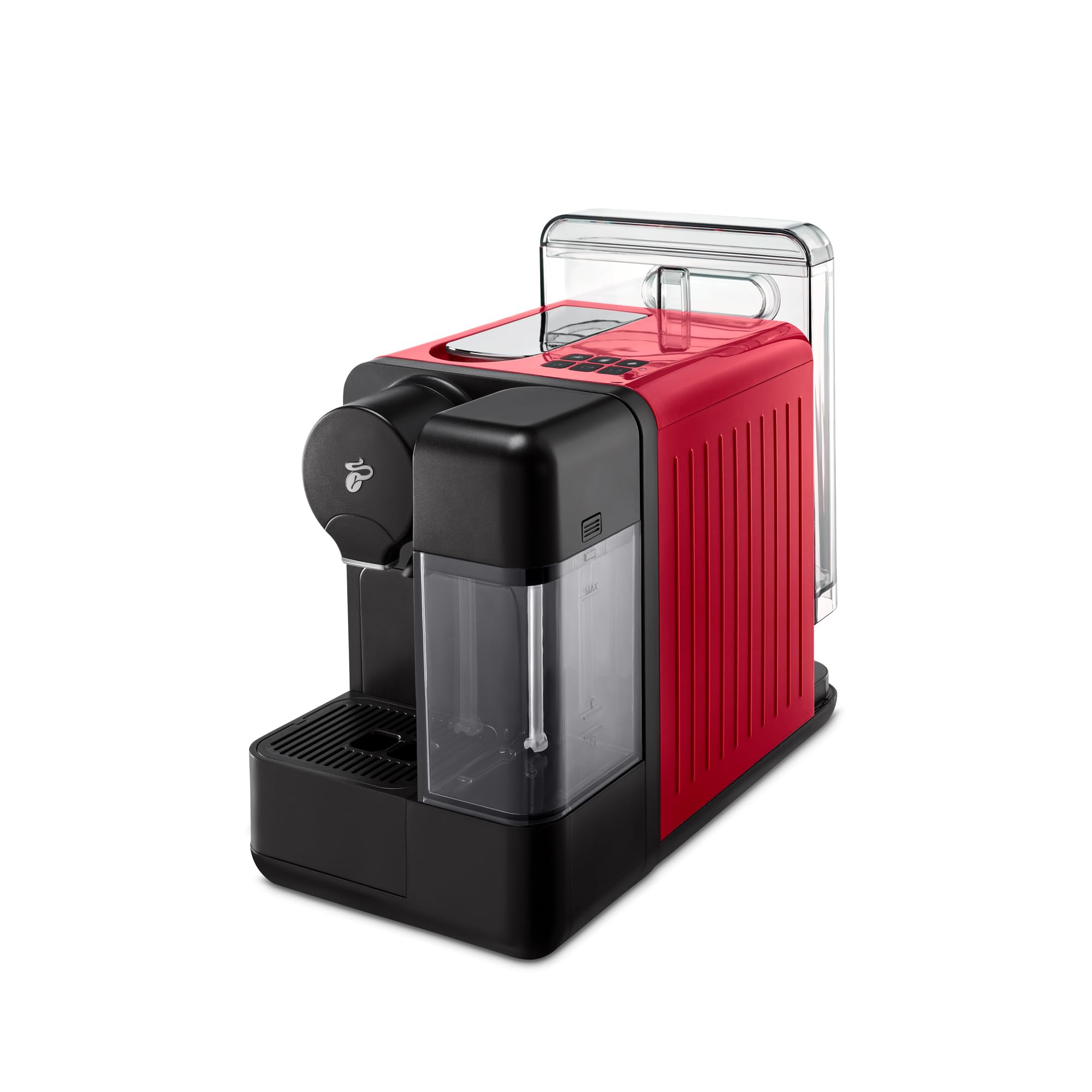 Tchibo Cafissimo Kaffeemaschine Kapselmaschine mit Milchaufschäumer, 30 Kapseln, Rot