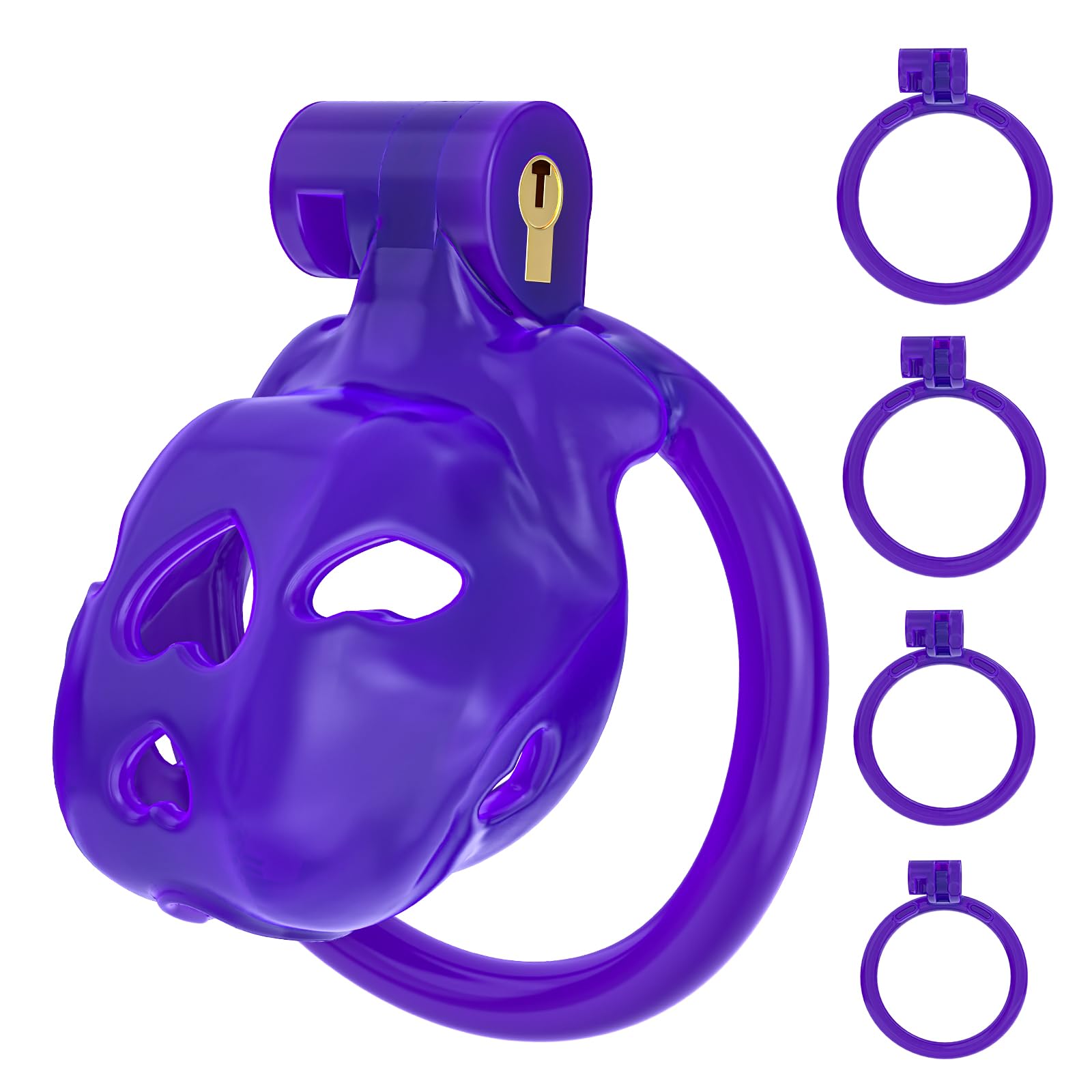 FYJENNICC Love 1.0 Chastity Cage - Lightweight Resin Male Chastity Device with Invisible Lock,Bondage Gear for Men Beginner-Friendly Design with 4 Adjustable Rings Adult Sex Toy (Pink, Small): Purple Nub