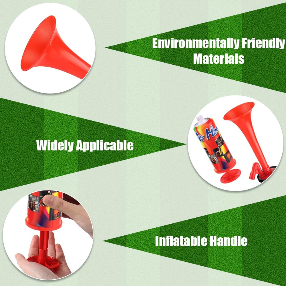 28CM Tromba da Stadio,2Pezzi Trombetta da Stadio Forte,Corno da Stadio,Handheld Fanfare Air Horn Estremamente Forte,Tromba ad Aria Compressa per Feste,Partite Calcio,Eventi Sportivi Rosso Blu