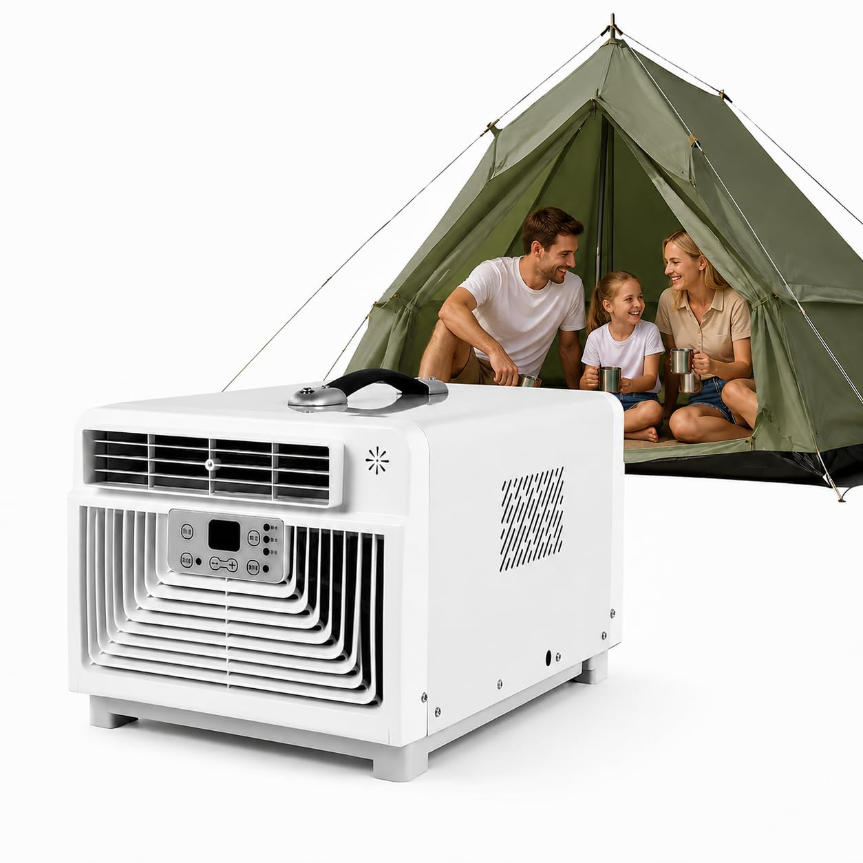 KPOUYYDS 3400 BTU Portable Tent Air Conditioner for Camping, RV, Truck, Fishing. 300W Consumption Fast Cooling AC Unit for Outdoor Indoor Using, 4-in-1 Portable AC for Road Trips, Camping Adventures