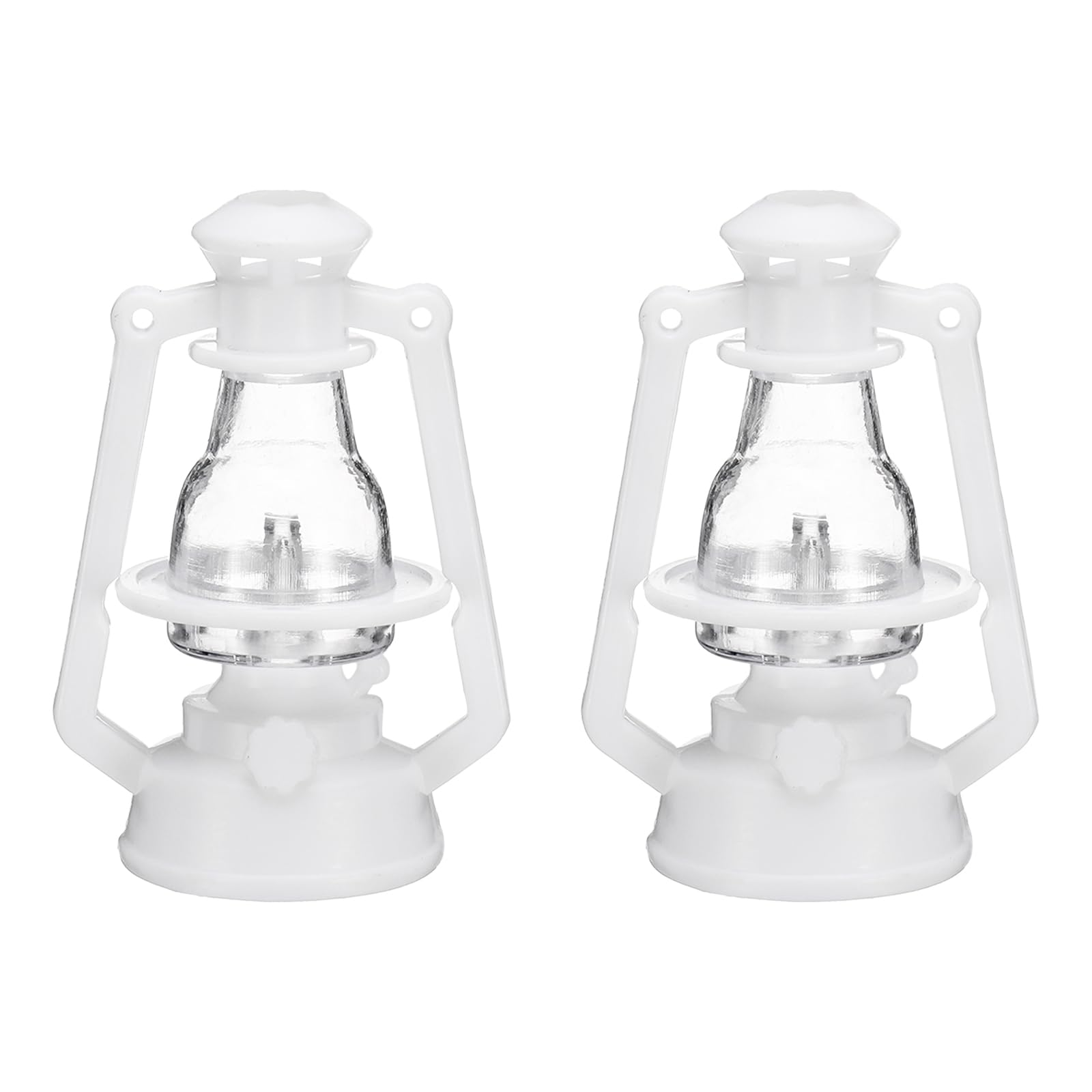 CoCud Dollhouse Miniature Lantern, 3.74" Height, Plastic Mini Vintage Hanging Kerosene Lamp White - (Applications: for Micro Landscape Ornament Plants Pot Garden Dollhouse), 2 - Pieces
