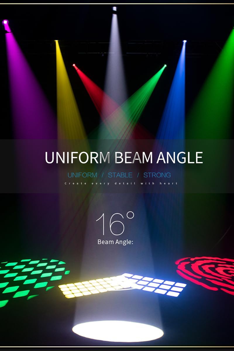 SHEHDS Moving Head Lights LED 100W Beam Effect 16 Degree 7 Dynamic & 6 Static Gobos 8 Colors Spotlights 6-Facet Prism DMX512 with RDM and Linear Focus Dj Stage Lights for Chrismas Wedding Party Dance