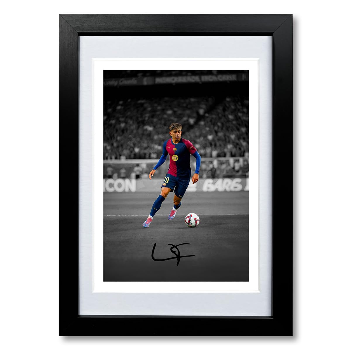 Lamine Yamal Signed Photo Barcelona Poster Print Autograph Framed Display Memorabilia Spain Gift (A4 framed & mounted (B&W))