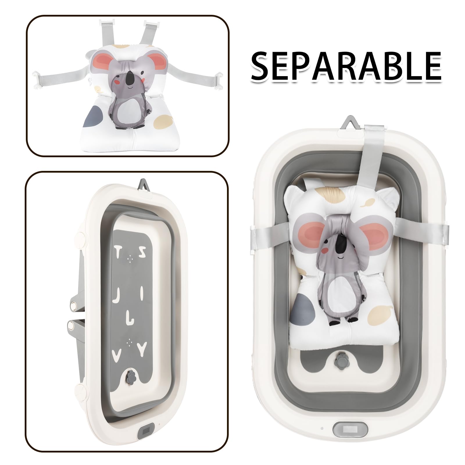 Baignoire Bébé Pliable avec Thermomètre Digital Compacte Portable