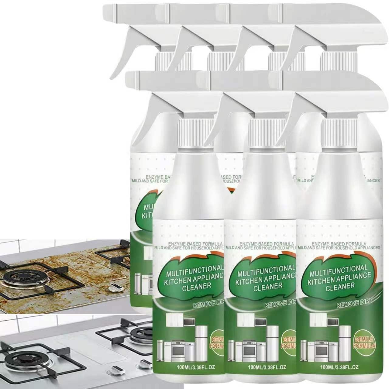 Potente Spray Detergente in Schiuma Multiuso per Elettrodomestici da Cucina, Sgrassante Pesante e Rimozione Macchie per Forno, Stufa, Cappuccio, Microonde, Formula di Taglio Grasso Delicato (7pcs)