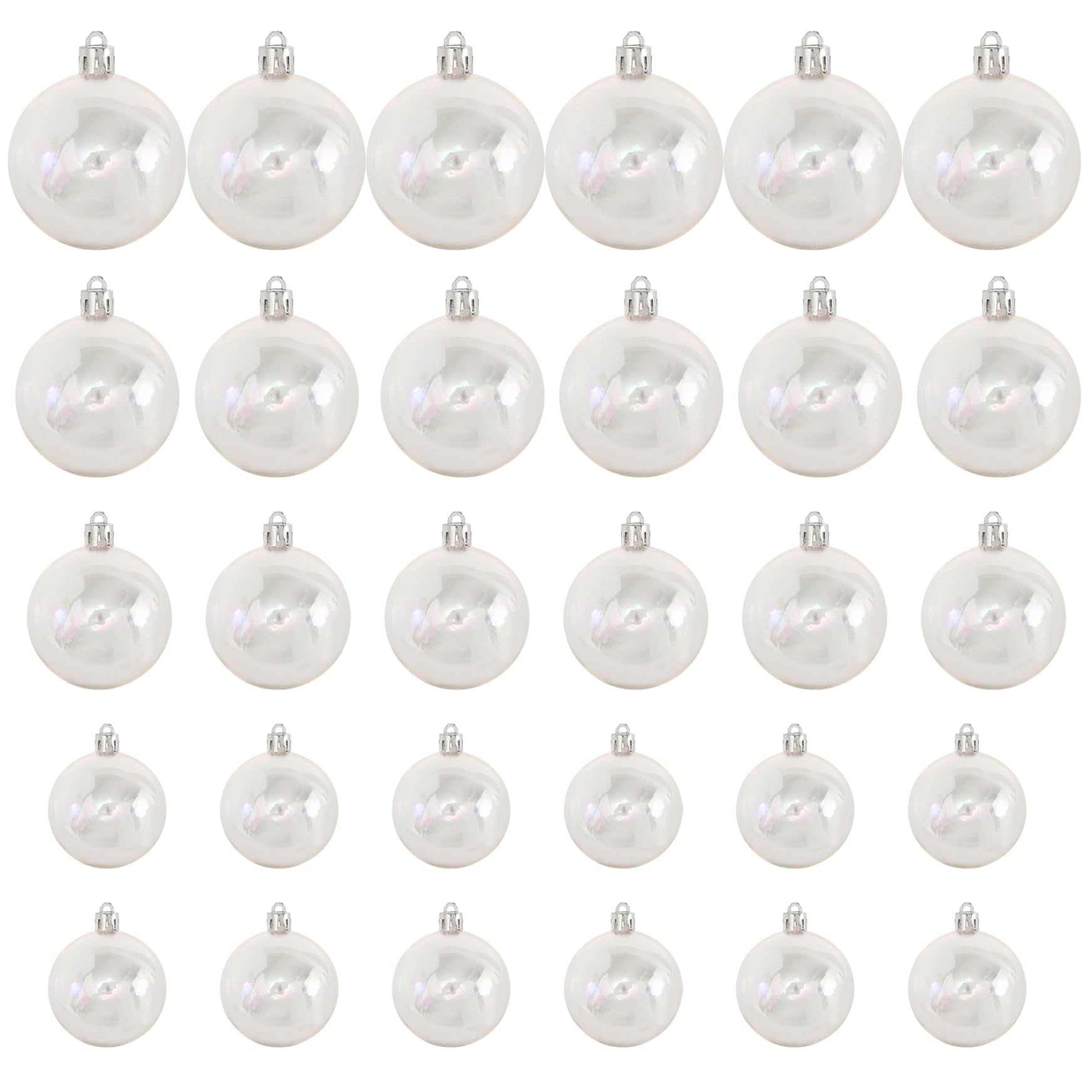 Mini adornos iridiscentes, bolas de adornos iridiscentes, 30 piezas de bolas de Navidad transparentes, 4 tamaños diferentes, colgantes, rellenables para árbol de Navidad, decoración de fiestas navide