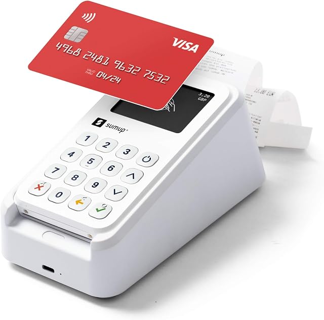 SumUp 3G Unlimited Data/WIFI Card Reader Terminal Payment Kit for Contactless Payments, Chip and Pin & Print Receipts. (SumUp Card Reader + Printer) (UK Version/Plug)