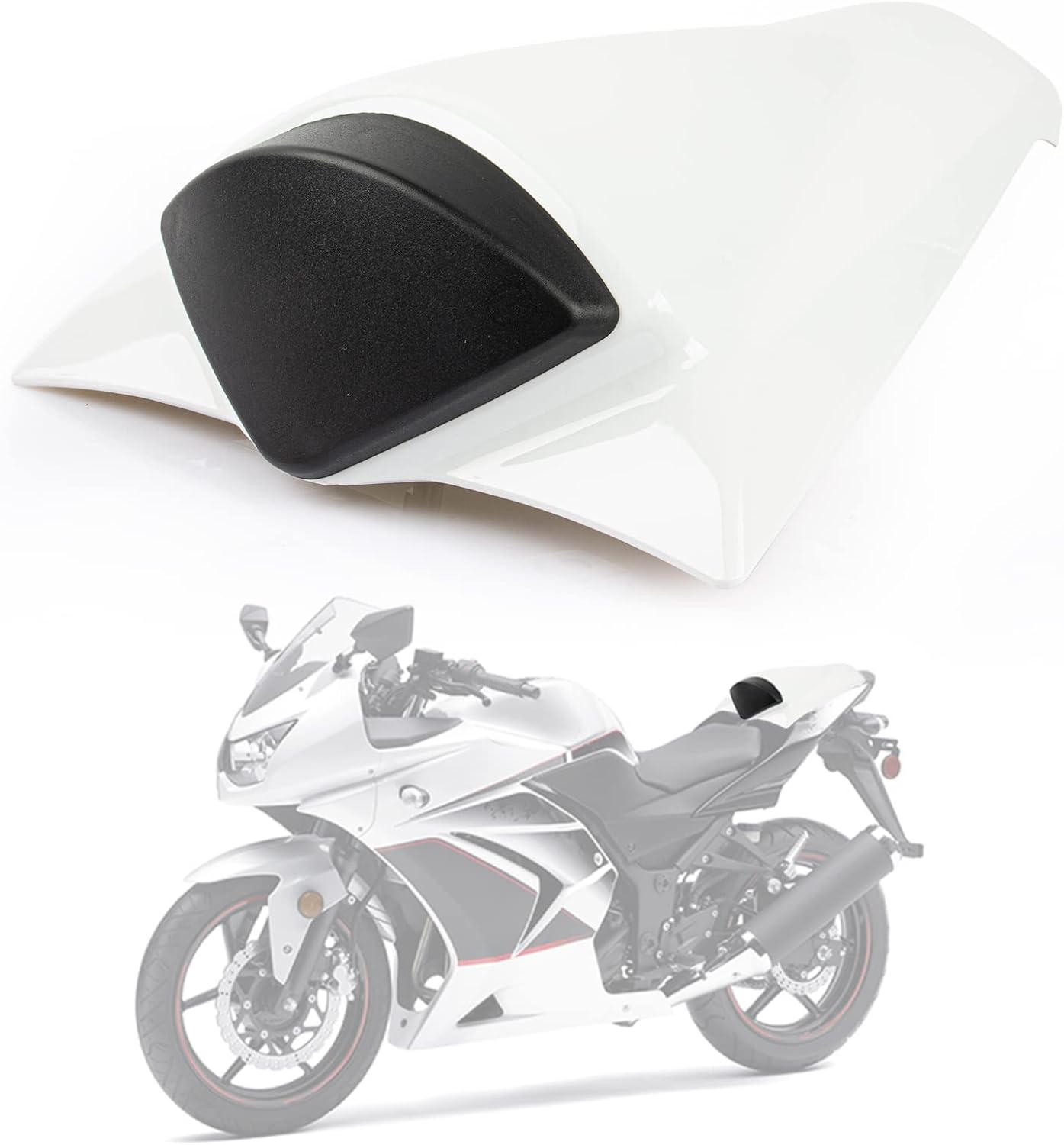PSLER Rear Seat Cover Rear Seat Fairing Cover for Ninja 250R ZX250R EX250 2008-2012(White)
