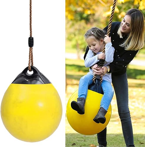 Columpio inflable de bola, asiento de columpio para niños con cadena de cuerda colgante para interiores y exteriores, árbol de juegos, amarillo,