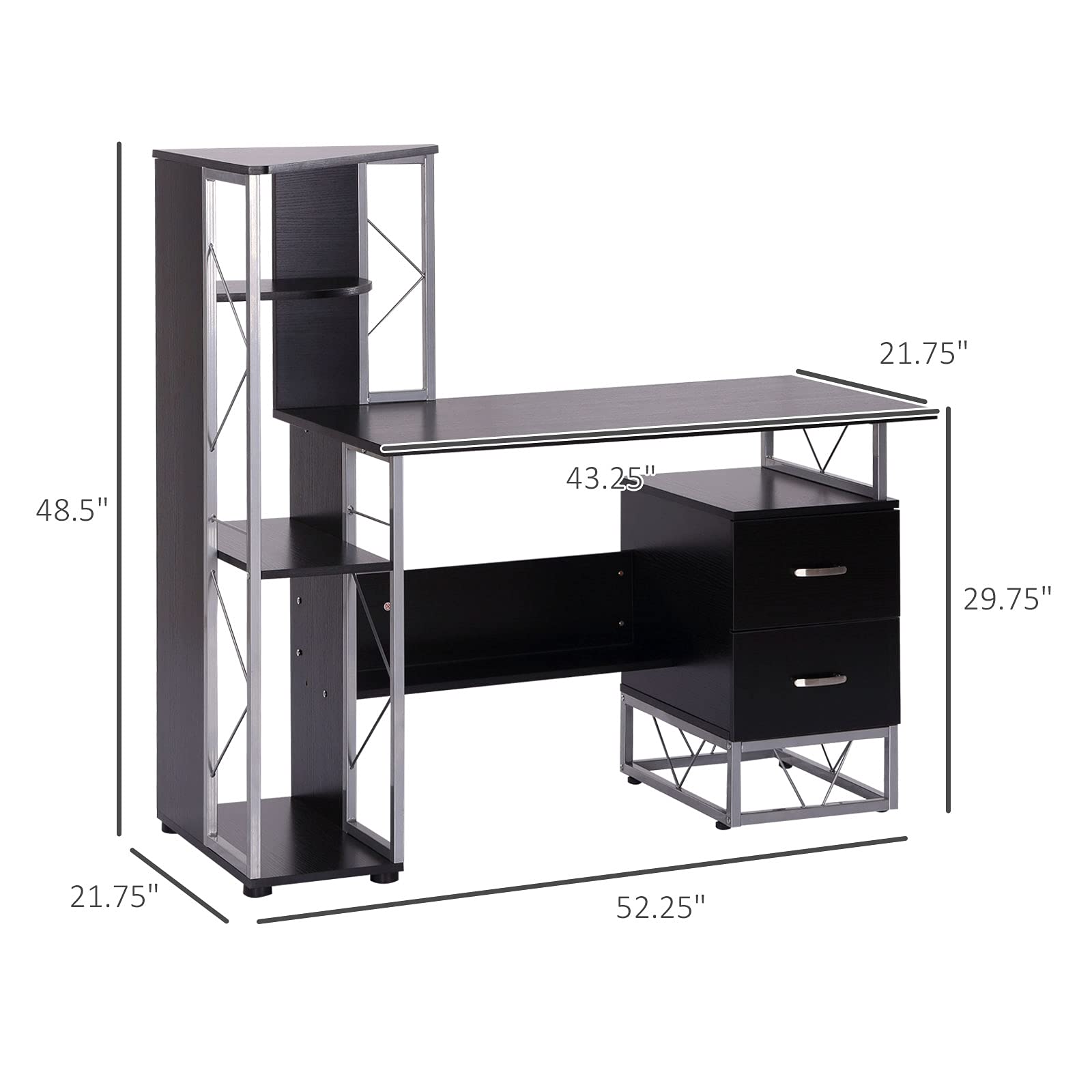 52" Modern MultiLevel Computer Desk Home Office Study