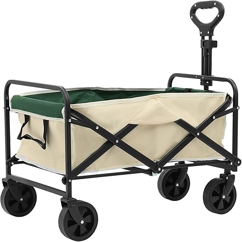 Carro plegable plegable de playa, carrito de jardín plegable para ir de compras resistente con mango ajustable para deportes