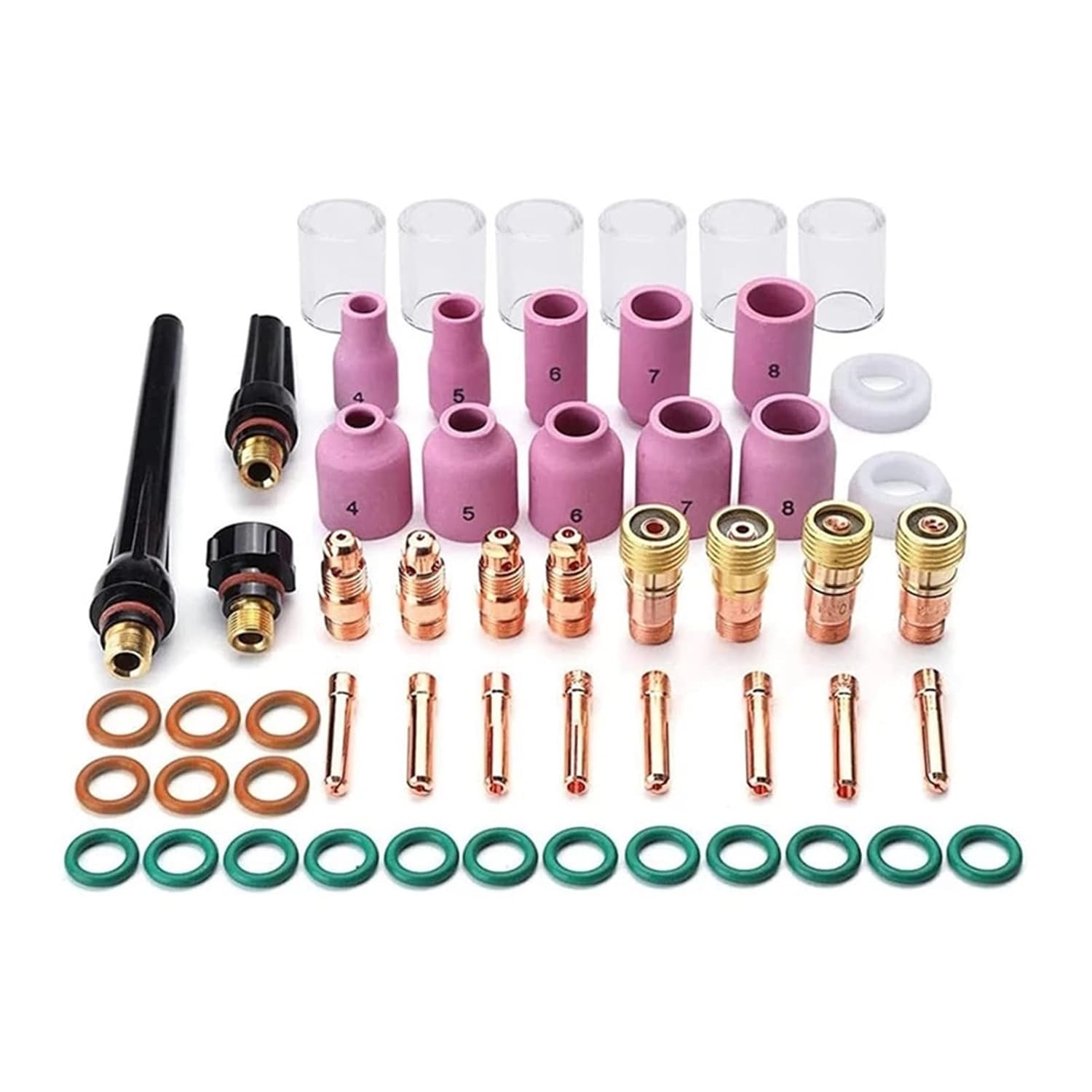 55 PCS TIG Welding Torch Accessories Kit Alumina Nozzle Stubby Gas Lens 10 Cup for WP-17/18/26 Tools Nozzle