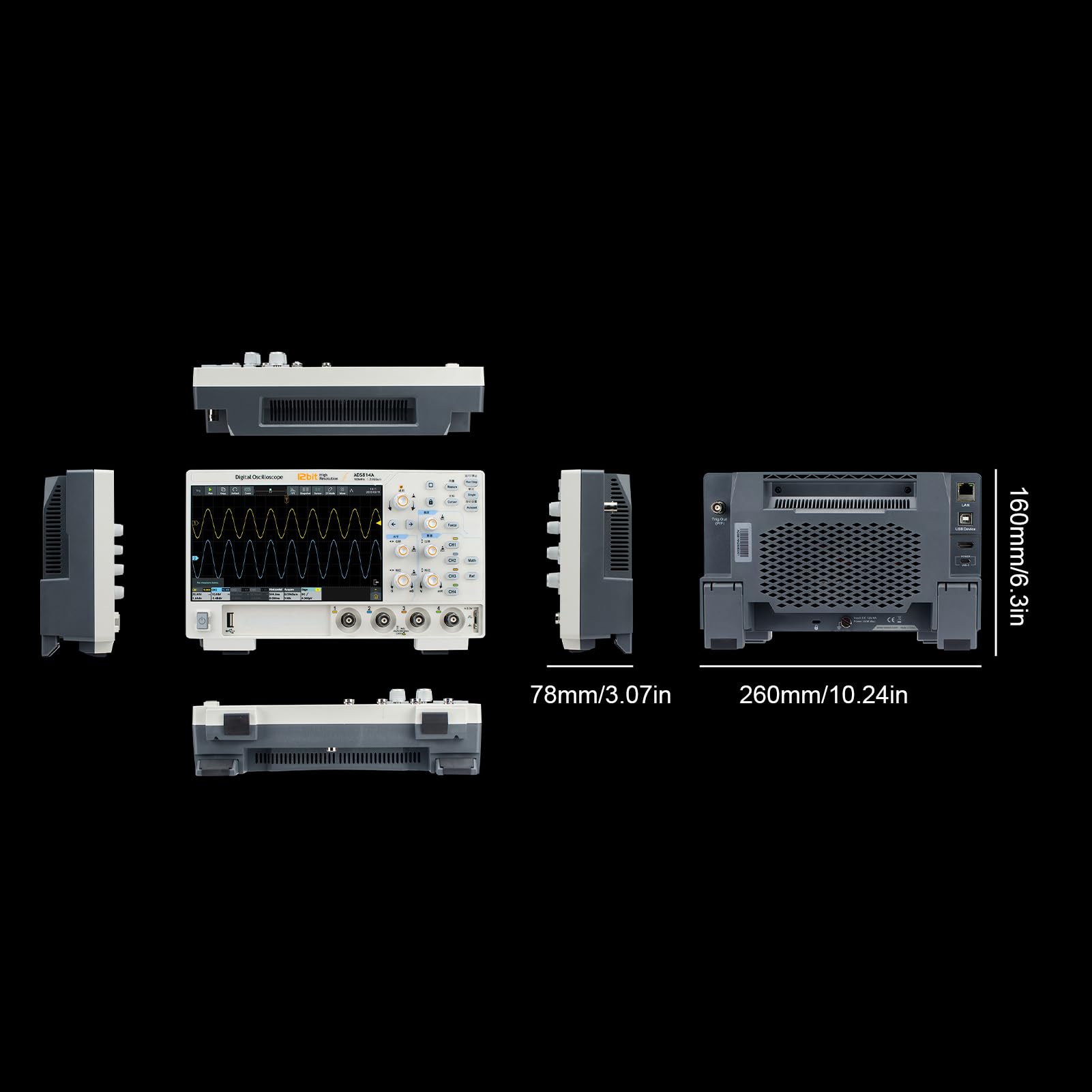 Osciloscopio Digital de 2 Canales de 100 MHz con Integración Multifunción, para Entusiastas la Electrónica, Material ABS (Enchufe europeo 100-240 V)