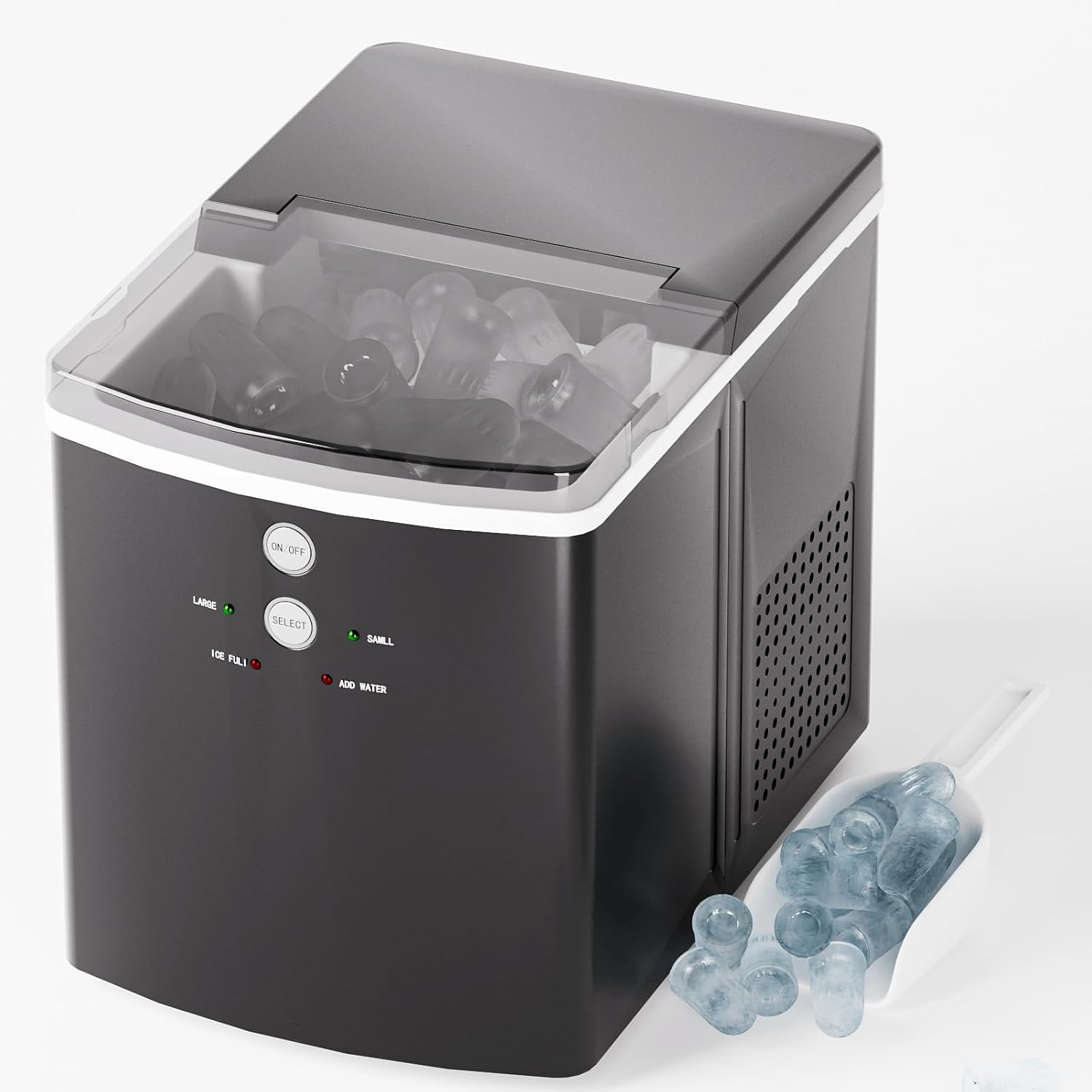 Ice Maker Countertop?6 Mins 9 Bullet Ice?35lbs in 24Hrs?Self-Cleaning Portable Ice Maker with Ice Scoop and Basket for Kitchen/Tiny Home/Office/Bar/Party/Camping (Black) Larmstom