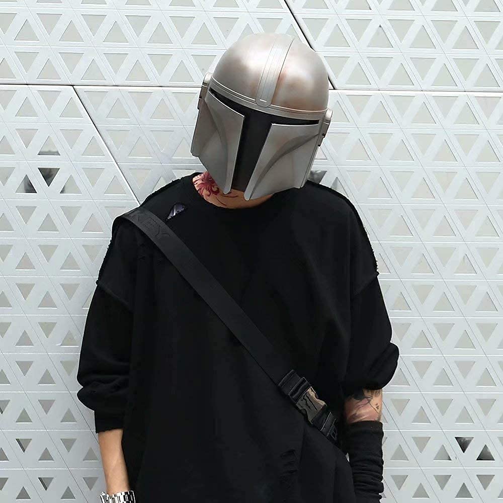 Mandalorian Helmet Wars COS Play Model PVC Silver White Deluxe Adult