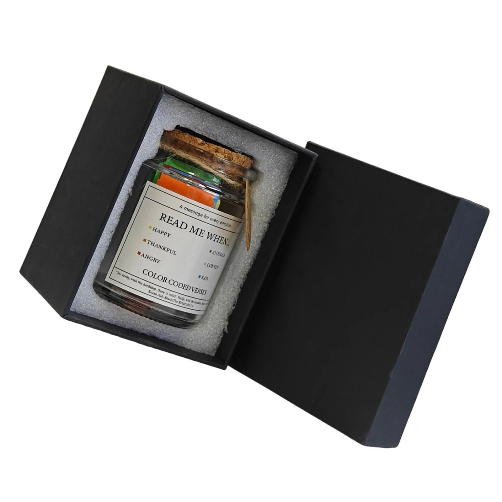 Emotional Heal Quran Verses Jar with 90 Color Coded Strips Spiritual Upliftment Ideal for Ramadans and Eid Gift Quranic Verses