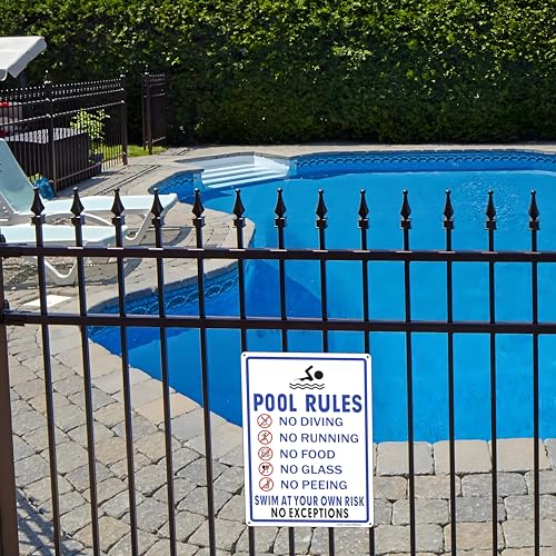 Señal de seguridad para piscina de metal 10x13 pulg miniatura 7