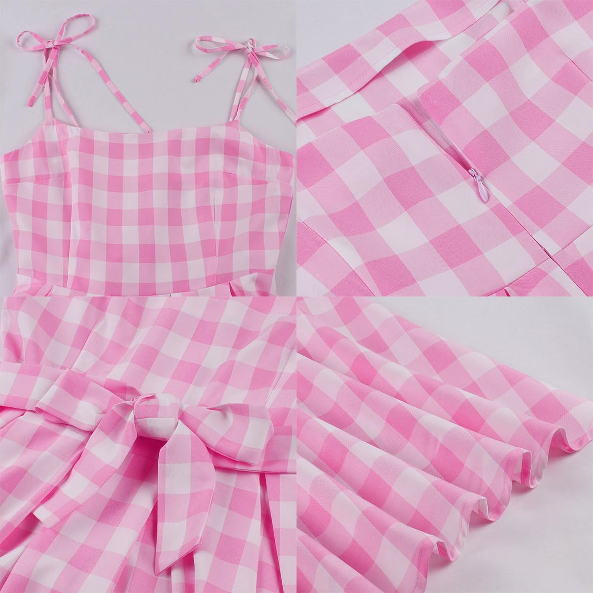 Women Vintage 1950s Retro Polka Dot Swing Dress Sleeveless Backless Halter Neck