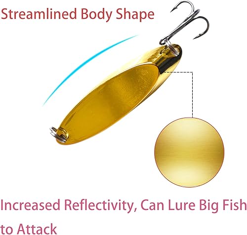 Miniatura 4 de Juego de 5 cucharas de señuelo de pesca, anzuelos de pesca para lubina, trucha, kit de señuelos de aleación de zinc, cucharas de lentejuelas, cebos